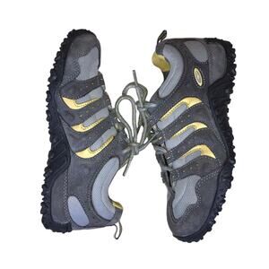 Hi-Tec Apache Jr Shoes Kids 4 Gray Yellow Athletic Hiking Trail Outdoor Sneakers